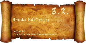 Broda Károly névjegykártya