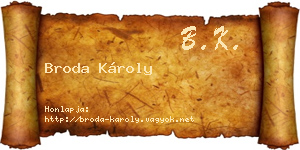 Broda Károly névjegykártya